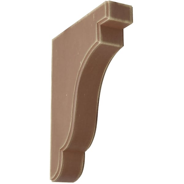 Ekena Millwork 1 3/4"W x 7 1/4"D x 9 1/2"H Bedford Wood Vintage Decor Bracket, Weathered Brown BKTWD02X07X10BEBR - main